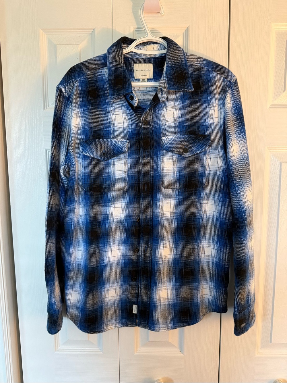 American Eagle Outfitters Blue Black White Plaid Shirt Jacket
